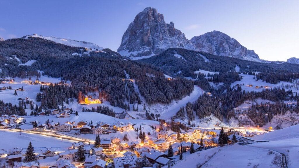 Dolomites, beautiful winter landscape in Europe.