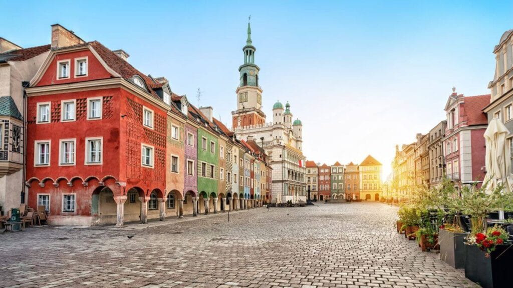 Stary Rynek square and old Town Hall in Poznan, Poland.